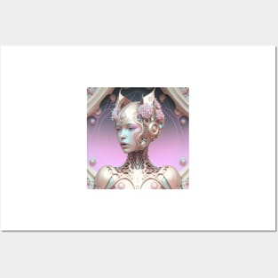 Portrait in Pastel Colors of A Fractal Robot Posters and Art